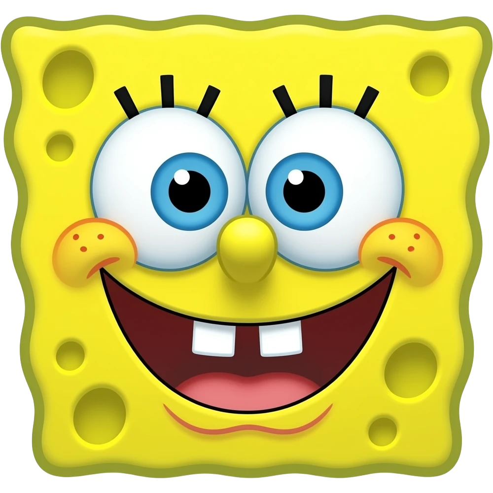 Please generate Spongebob happy emoji face emoji