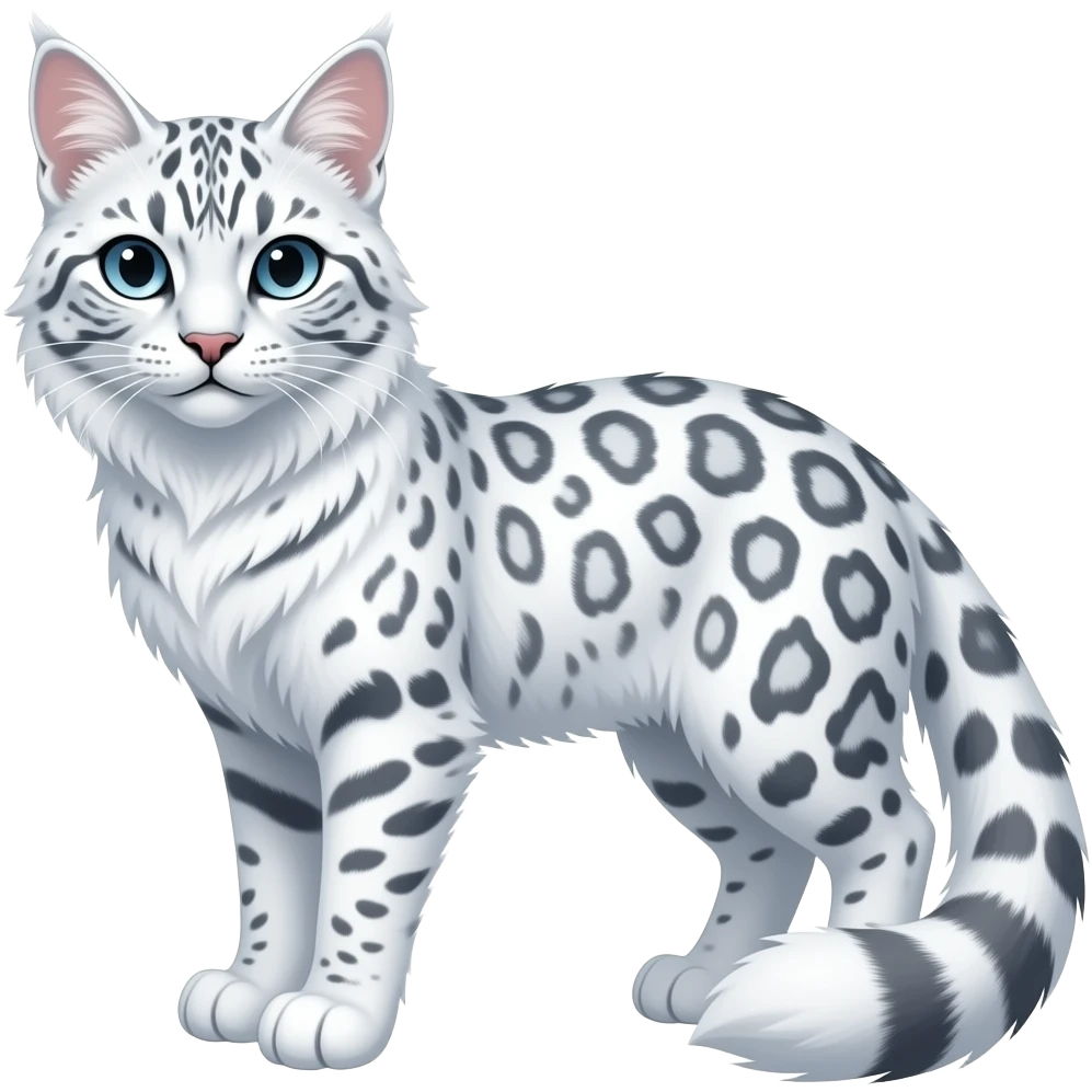 White serval-Manx-Maine-coon-caracal-snow-leopard-fantasy-hybrid-animal emoji