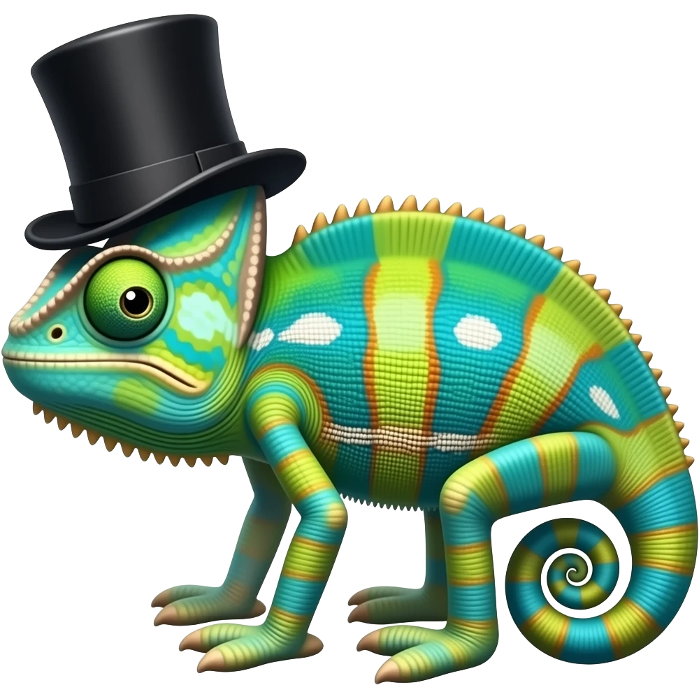 chamelion that is 5 colors and has a top hat emoji