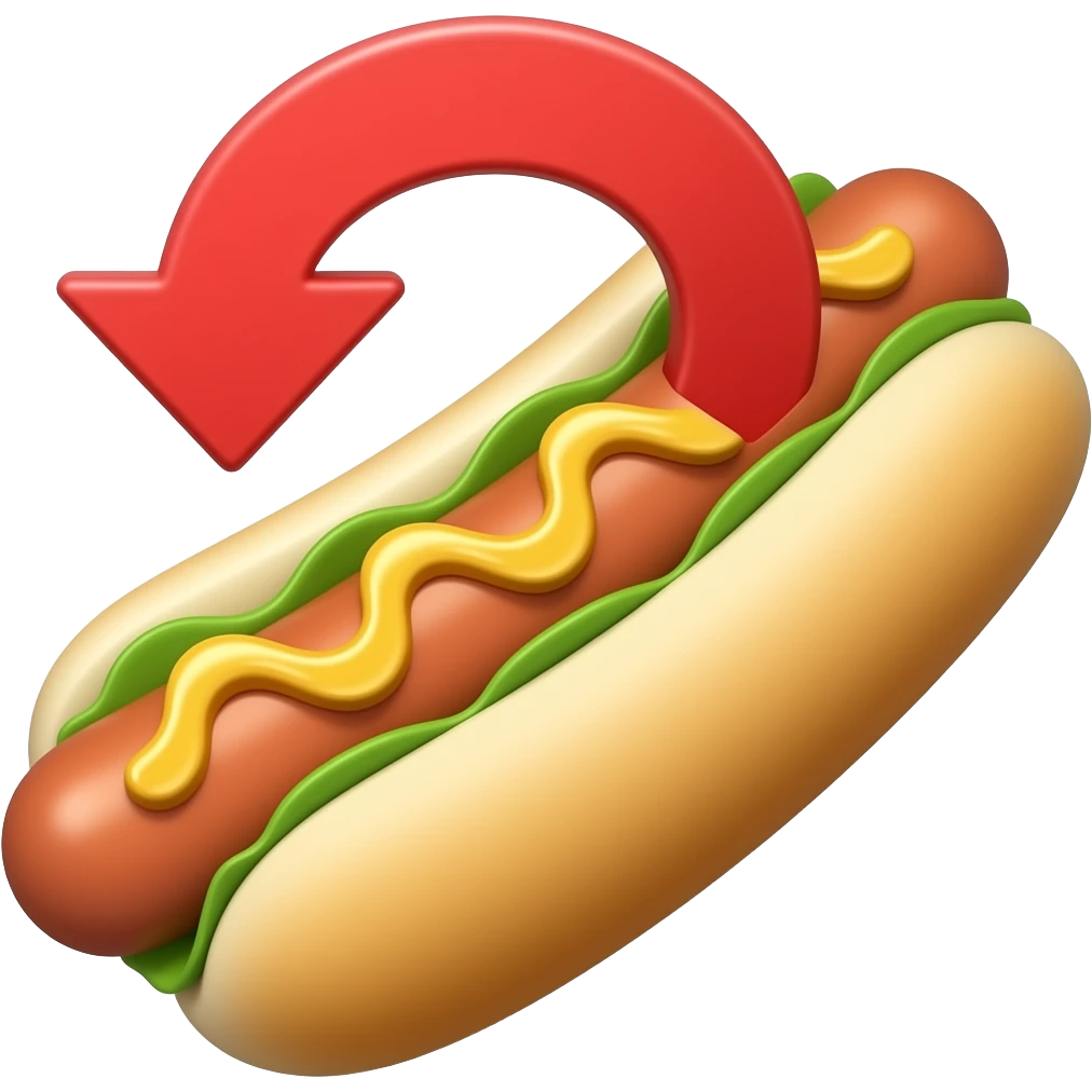 hotdog with turn arrow emoji