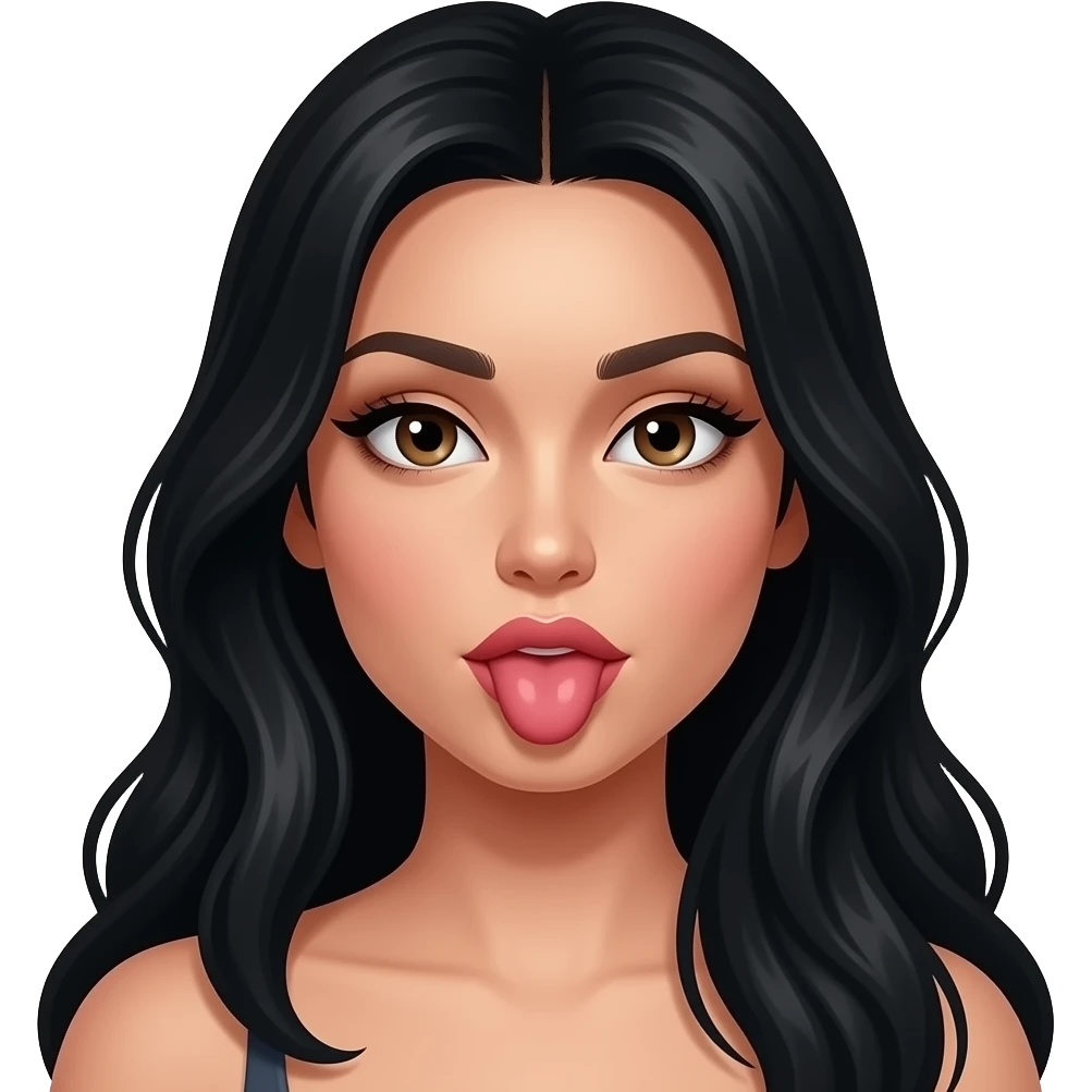 Long Black hair woman blowjob sexual emoji