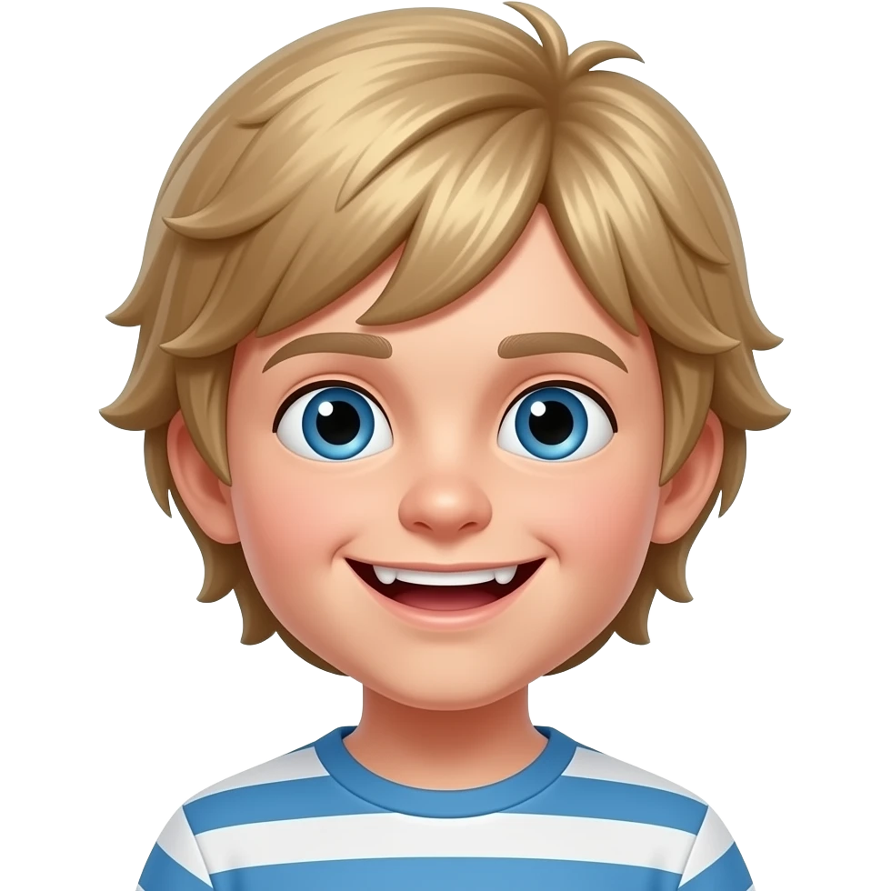 a short white kid kid with meidonm long blond hair and he has buck teeth and has a stupid exsprsion on he's face emoji