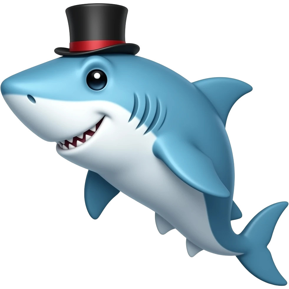 Shark with a top hat emoji