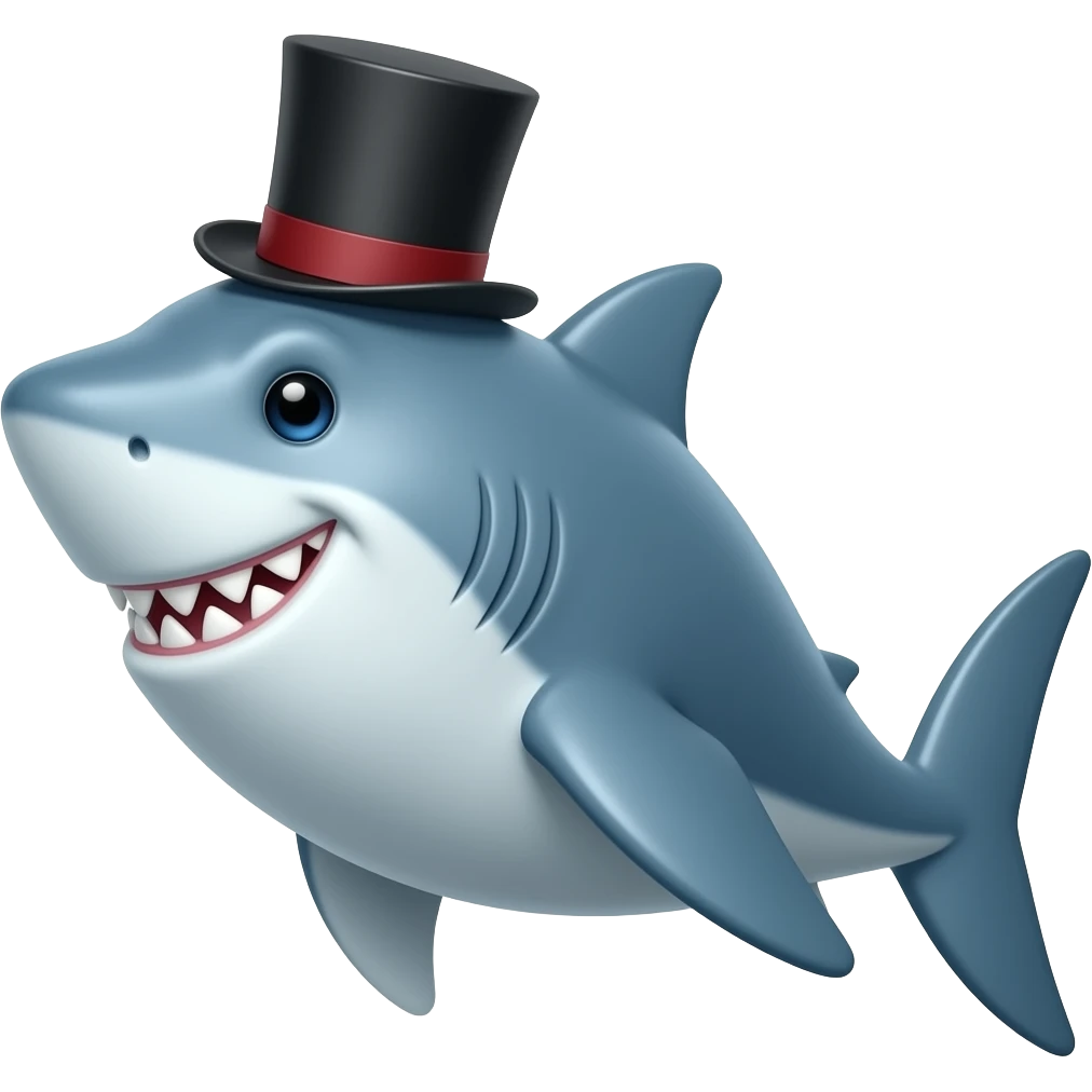 Shark with a top hat emoji