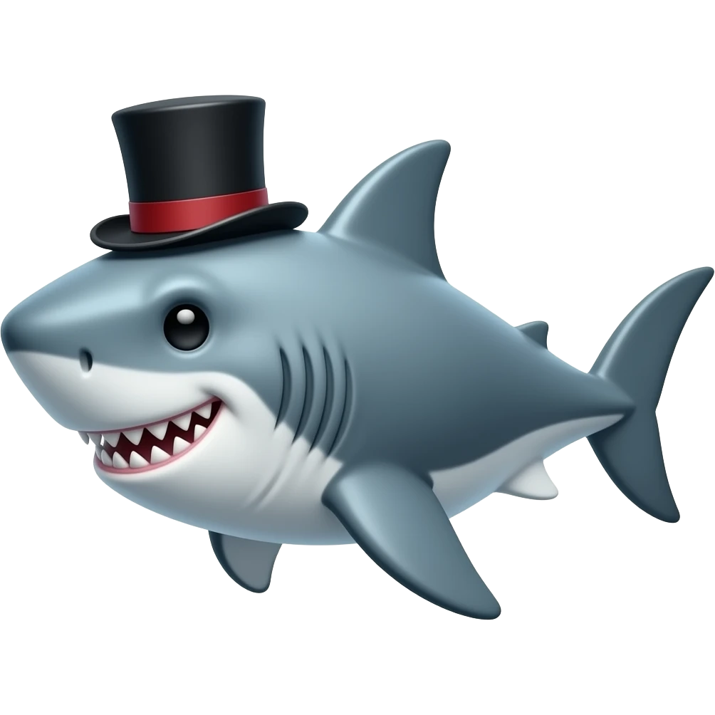 Shark with a top hat emoji