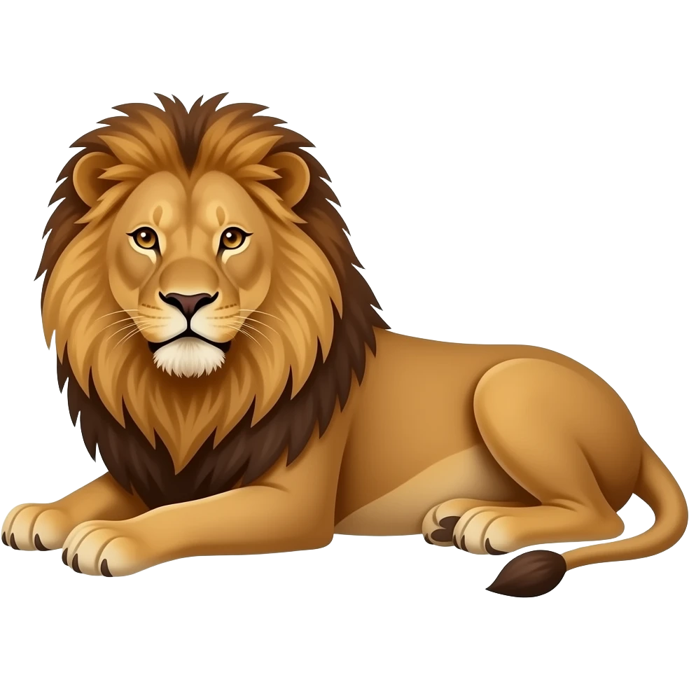 Cartoon 2d afriacn lion laying down emoji