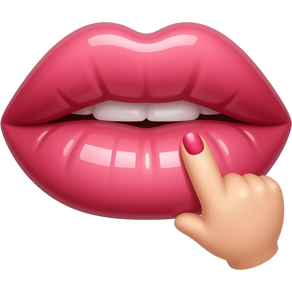 Big glossy lips with nails emoji