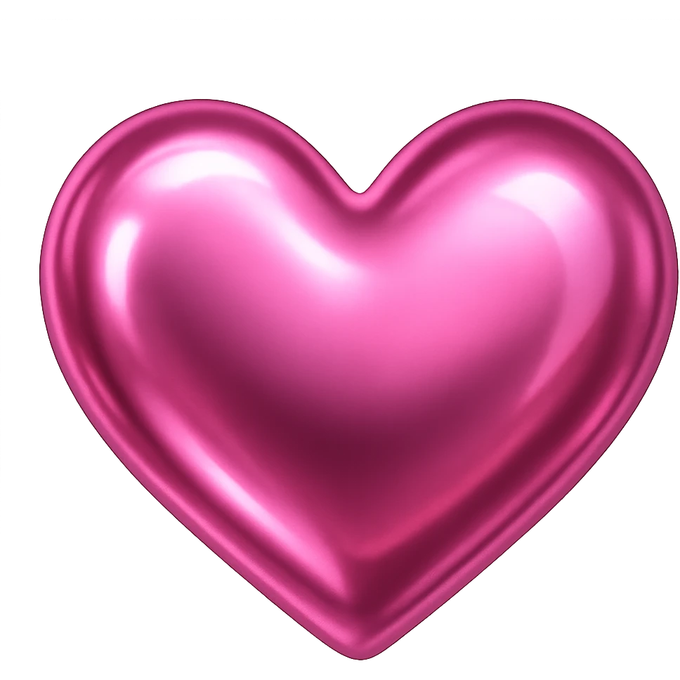 heart with a metallic bubblegum finish, digital illustration, no background emoji