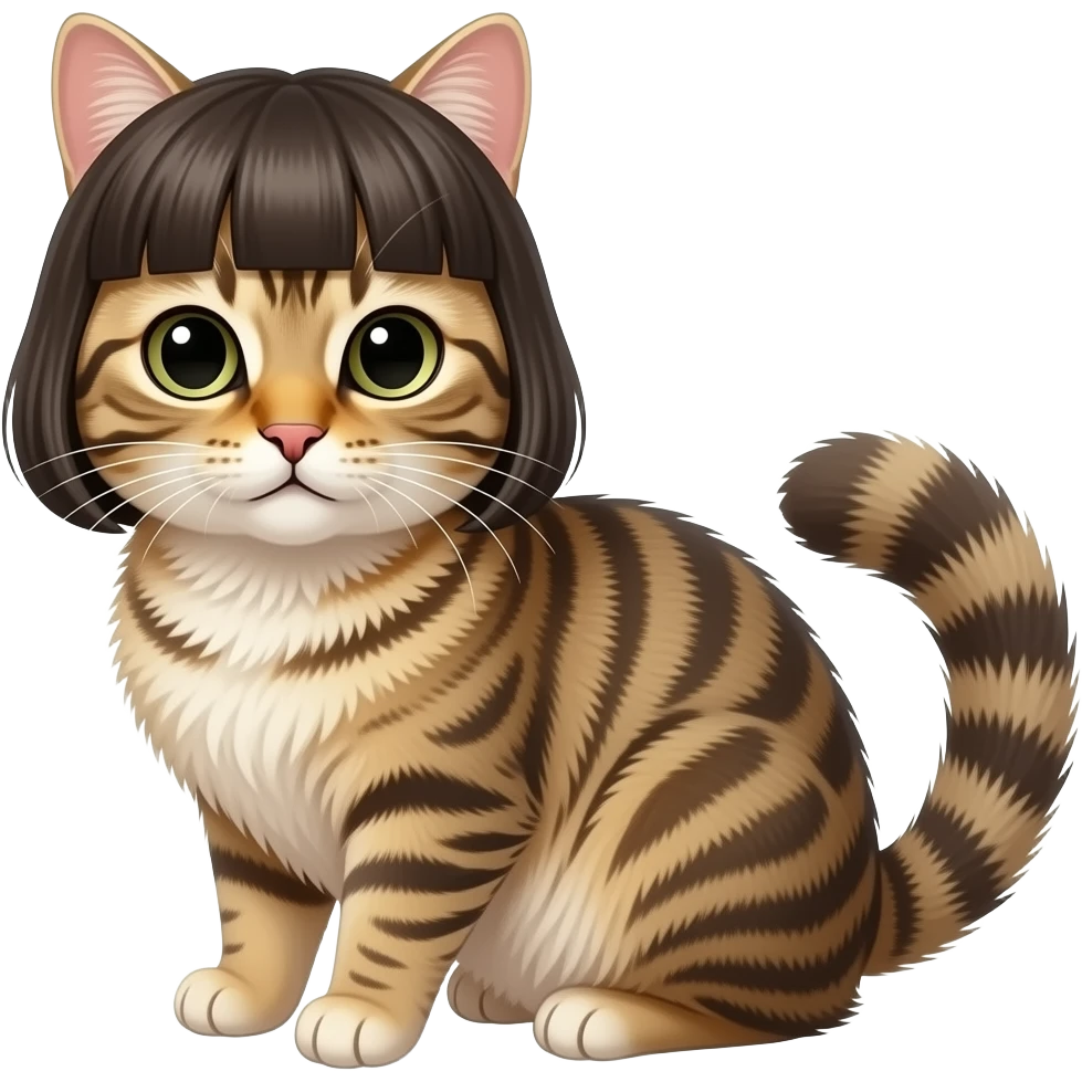 cat with a hairstyle and straight bangs emoji