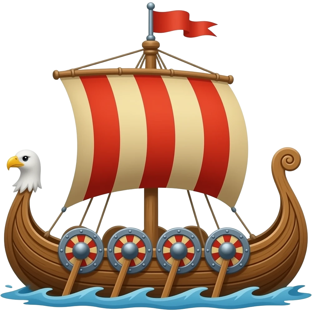 viking longship with raven emoji
