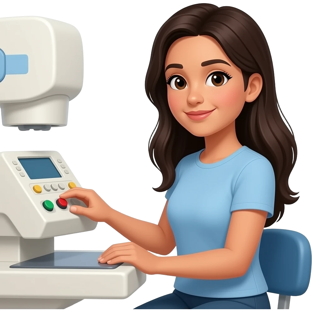 Young long hair Hispanic radiology hands on emoji