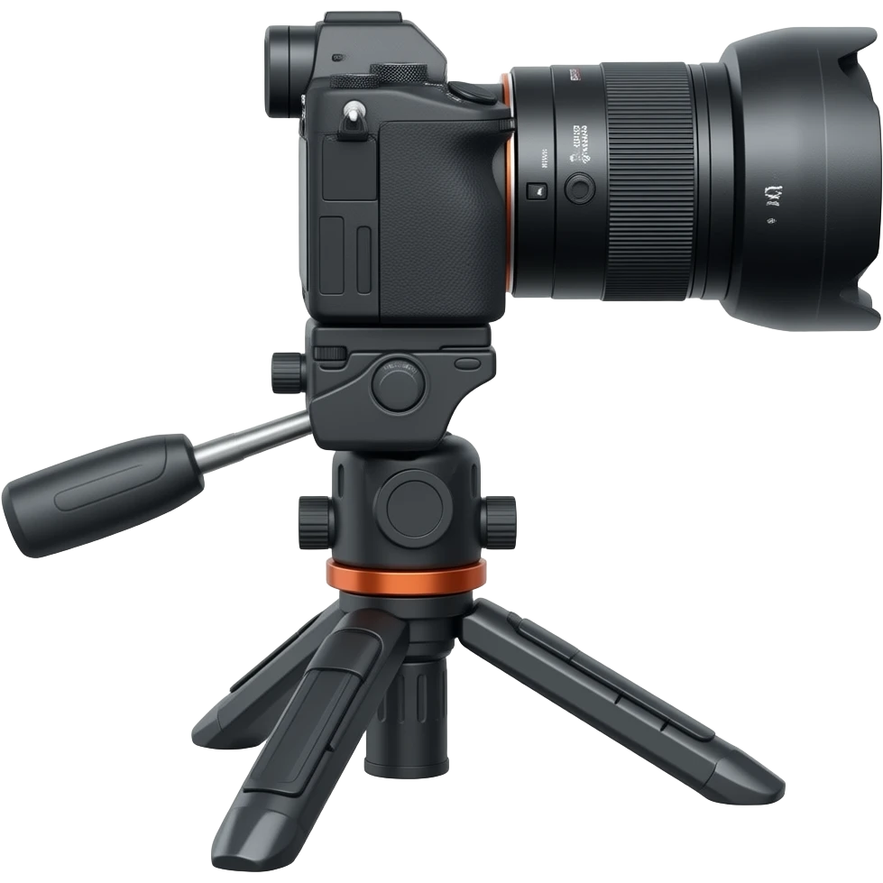 Sony camera on heavy-duty tripod Looking right emoji
