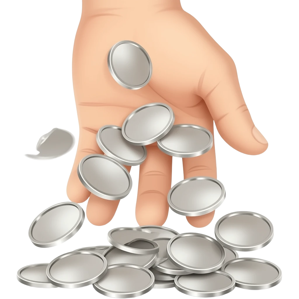 silver coins dropping out of hand emoji