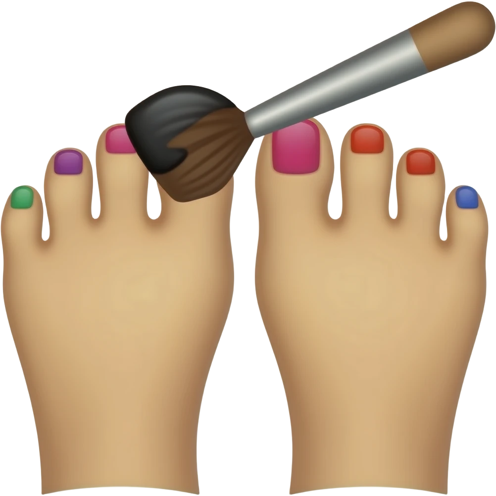 Toes painted with nail polish brush like standard nails emoji but with toes instead emoji