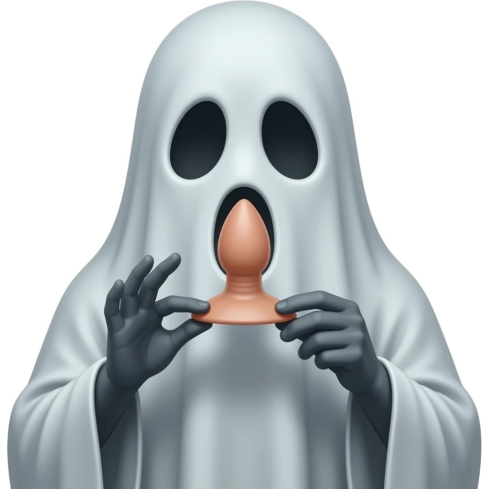 Haunting Ghost realistic holding a dildo emoji