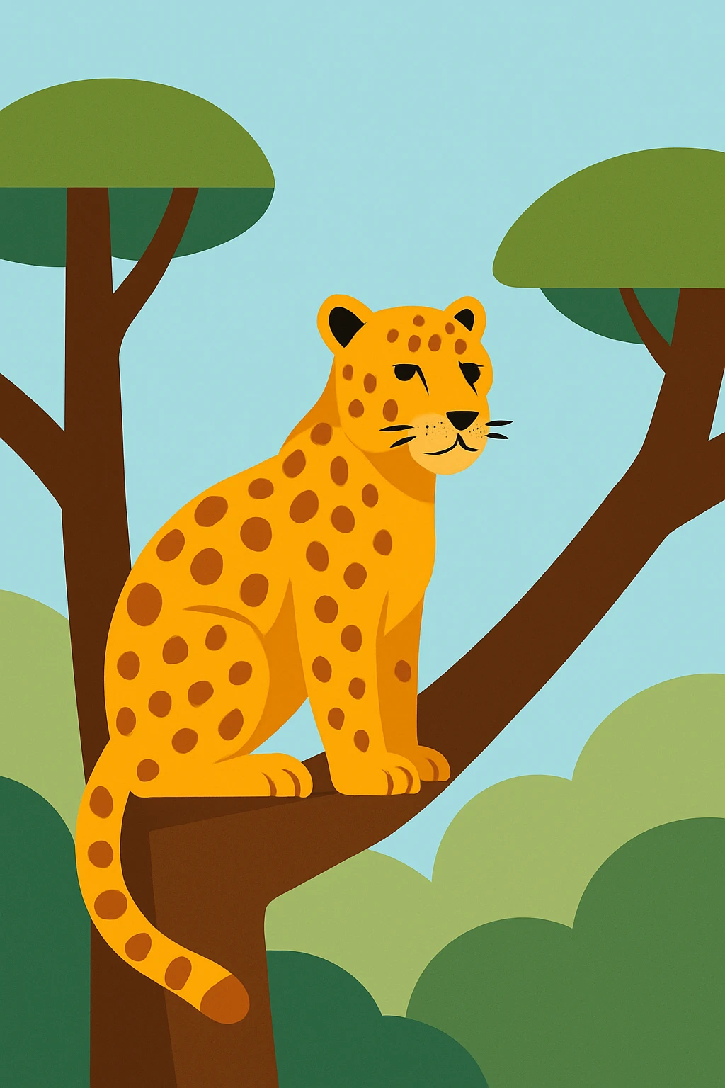 Flat design style leopard in the tree emoji
