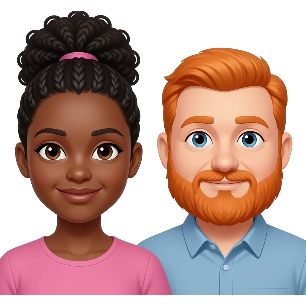 Black girl and orange  chubby head guy with beard  couple emoji