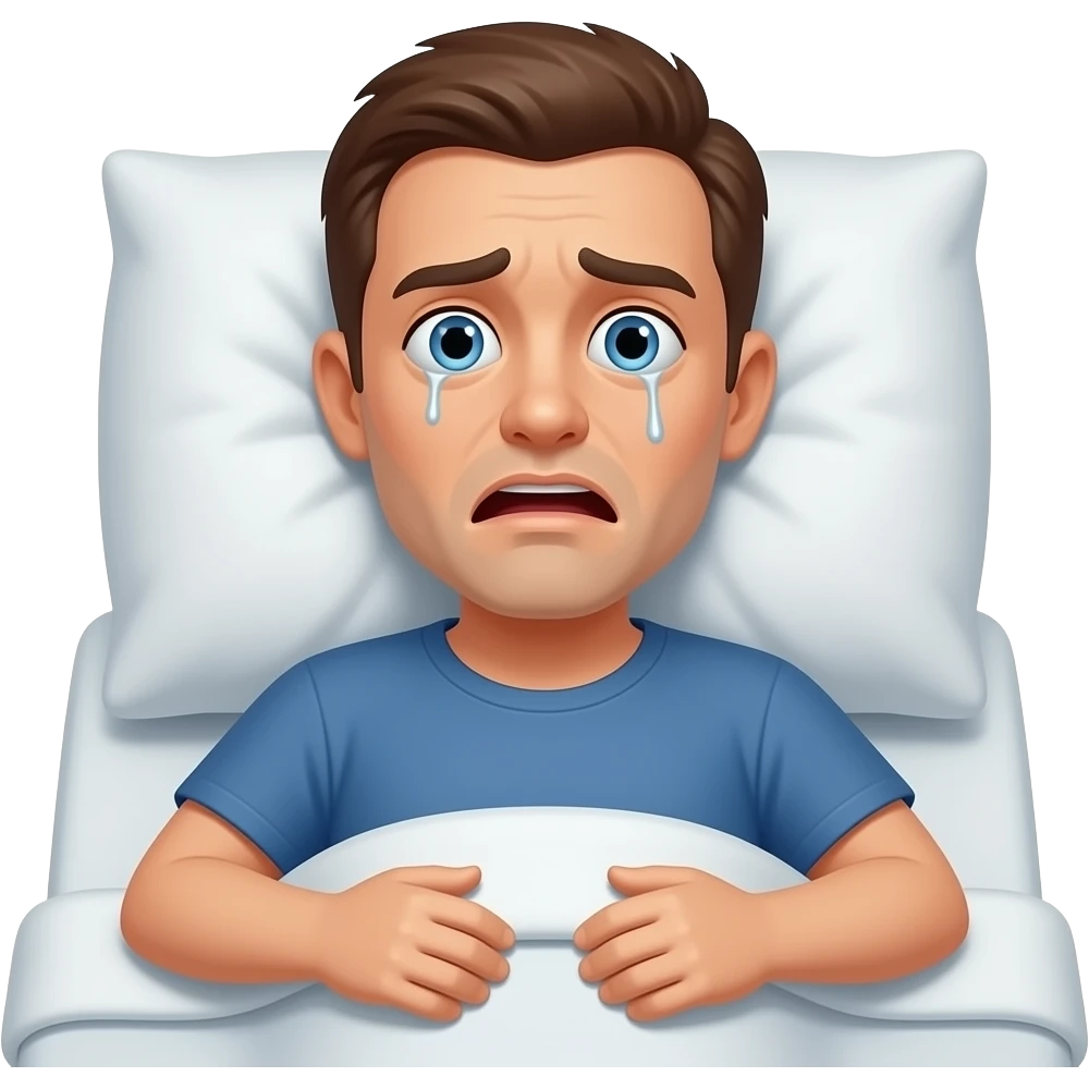 un uomo nel letto che sogna un incubo emoji