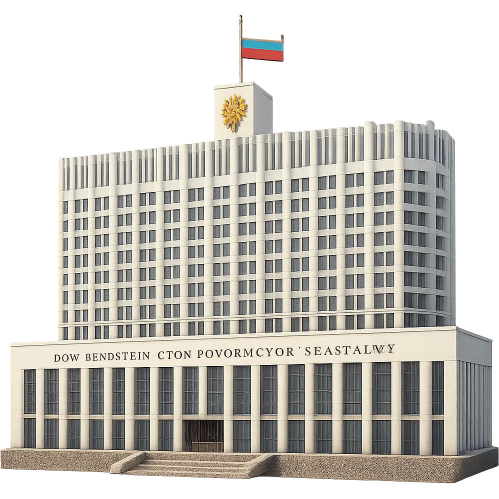 cinematic, realistic emoji of the White House (Дом Правительства Российской Федерации), the Russian parliament building in Moscow, with its distinctive modernist white facade and flag on top, lifelike detail, accurate colors, bright lighting, fully transparent background with no sky, slightly zoomed out for a wider angle view emoji
