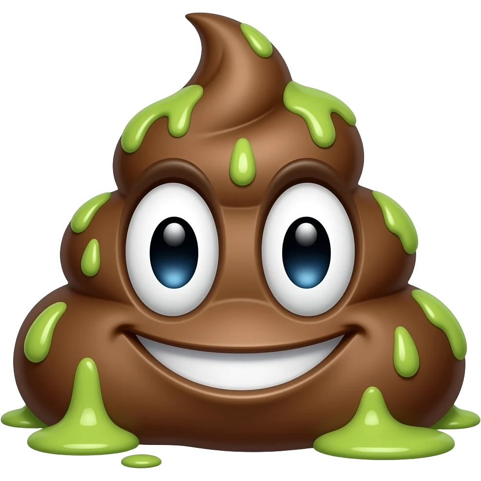shit emoji with eyes and slime emoji
