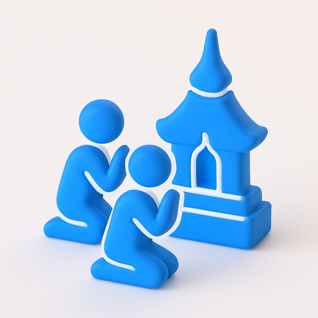 people praying in a Buddhist temple emoji