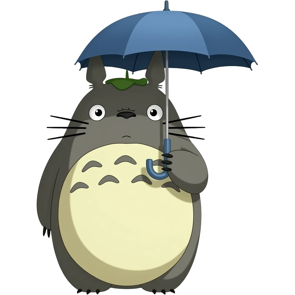 totoro from my neighbor totoro holding an umbrella emoji style emoji