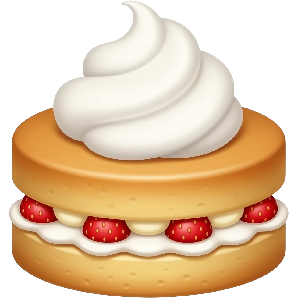 Strawberry shortcake with a dollop of whipped cream on top emoji