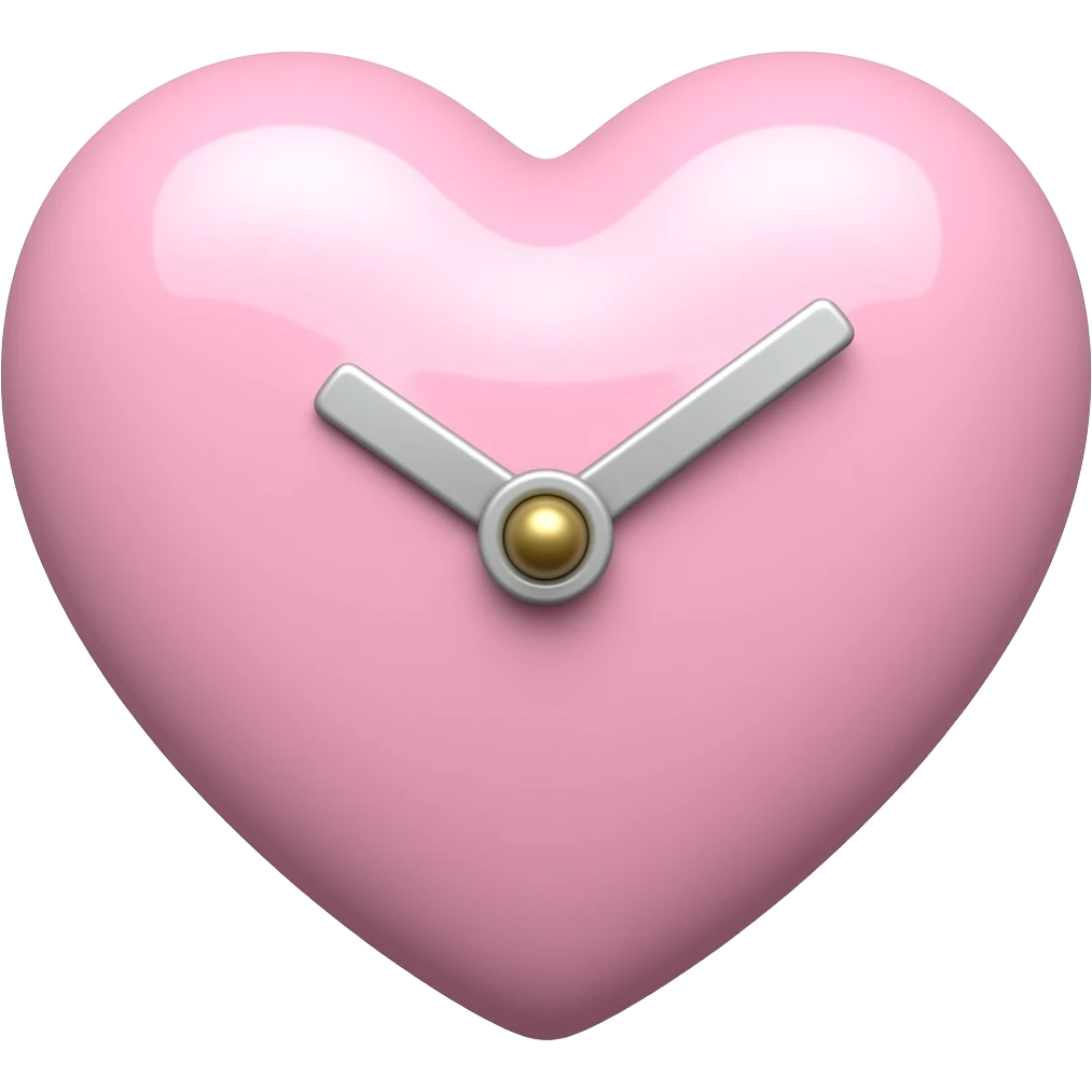 Light pink heart shaped clock emoji