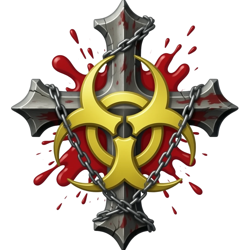 biohazard, blood & cross, gothic, dark, more blood, chains emoji