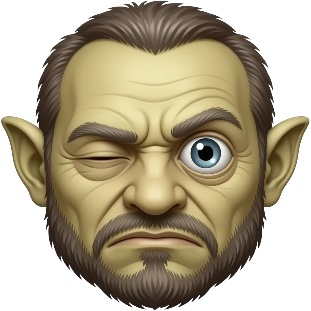 One eyed troll  no eyes, ugly face, cyclop. An eye in the middle of his forehead emoji