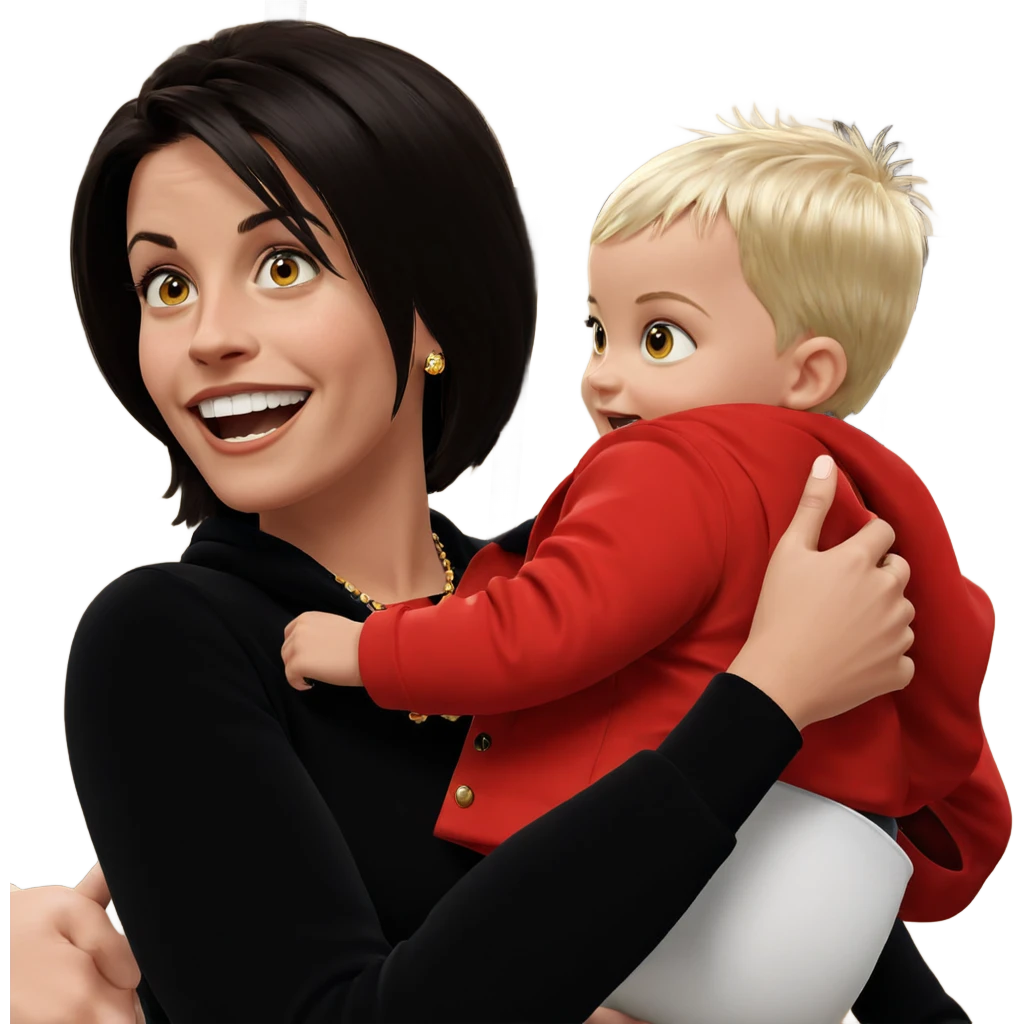 happy child with baby and jewelry emoji