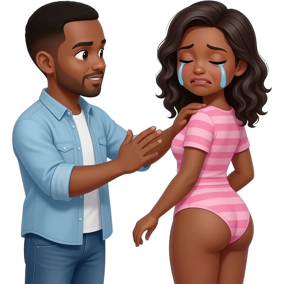a black man slapping his black girlfriend crying buttocks emoji