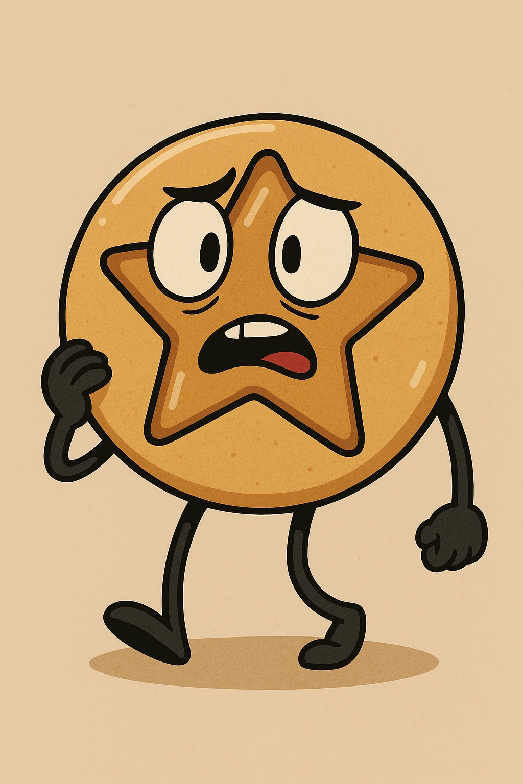 cartoon style dalgona candy with star shape, inspired by Squid Game emoji