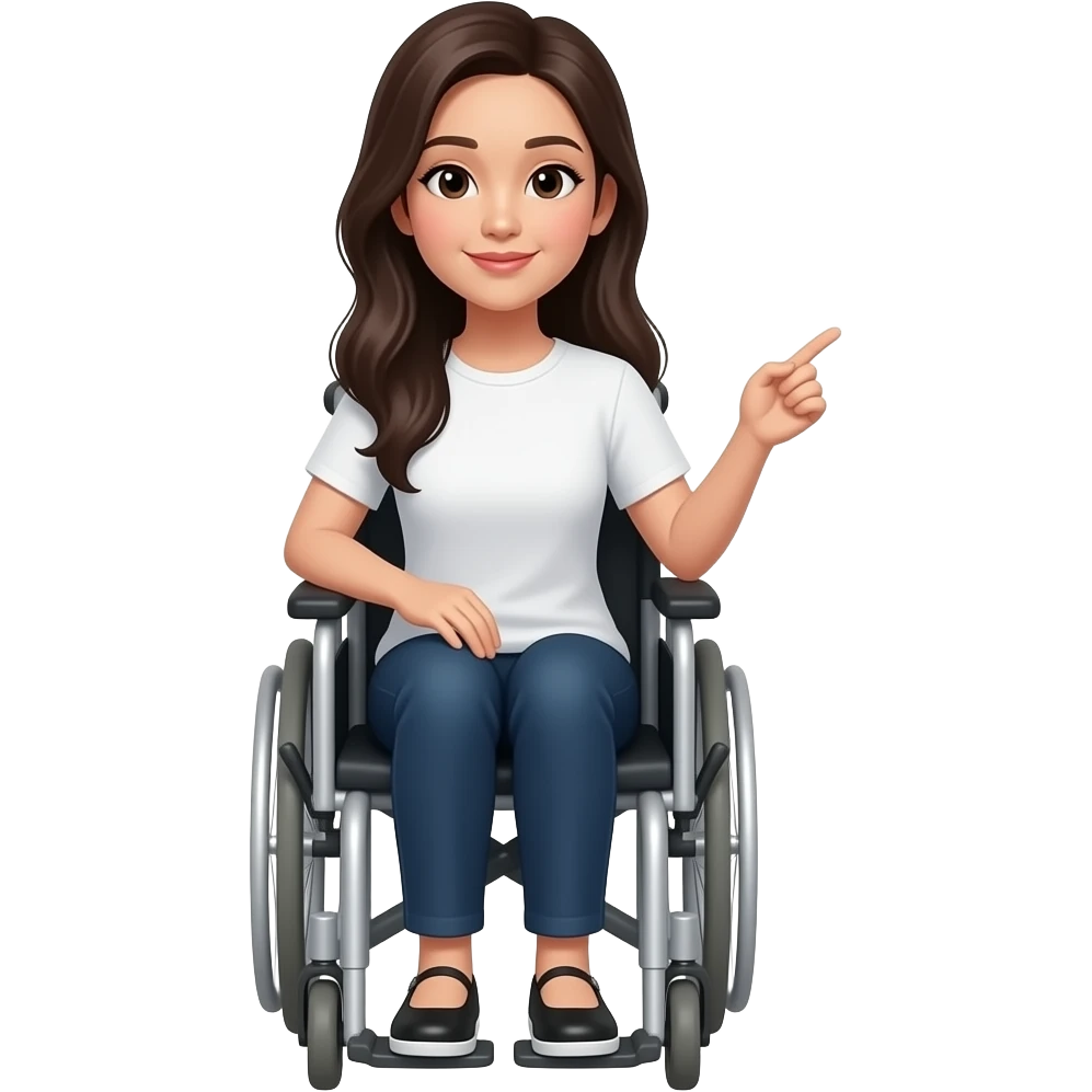 Asian woman with long hair in a wheelchair interviewee emoji