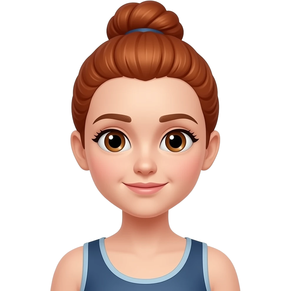girl with red hair bun half body close up emoji
