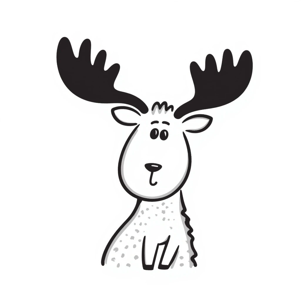 Hand drawn doodle style moose emoji