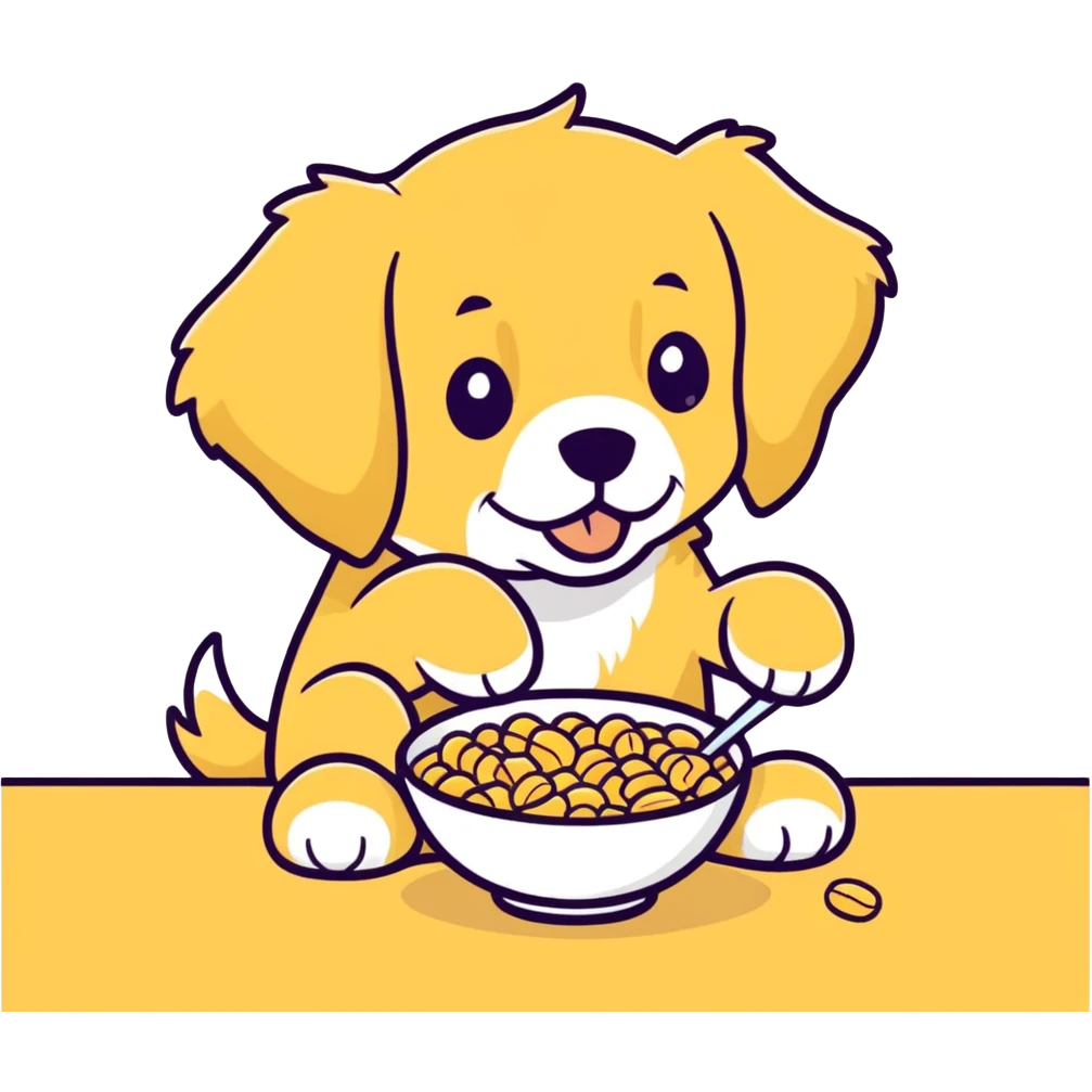 Golden retriever eating cereal emoji