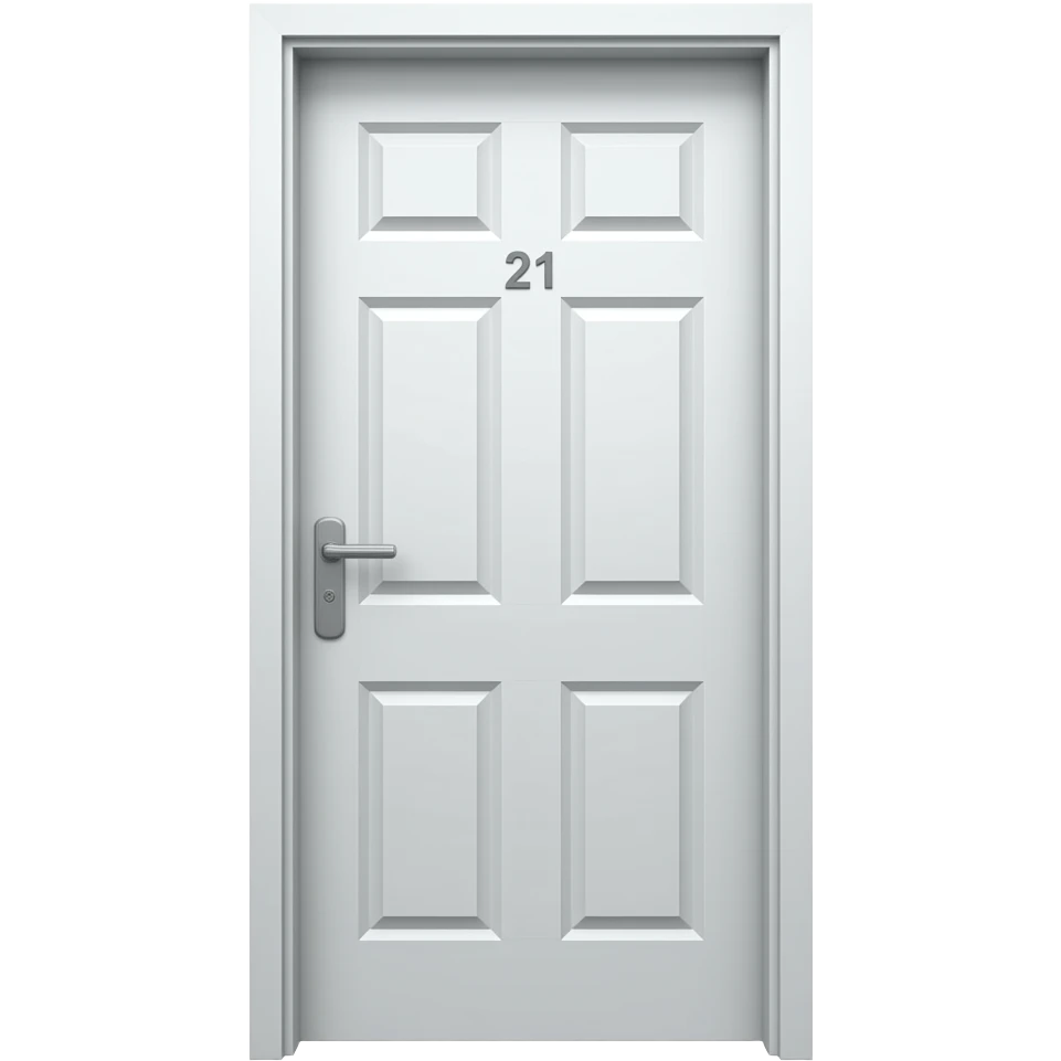 white plastic front door with metal 21 on it emoji