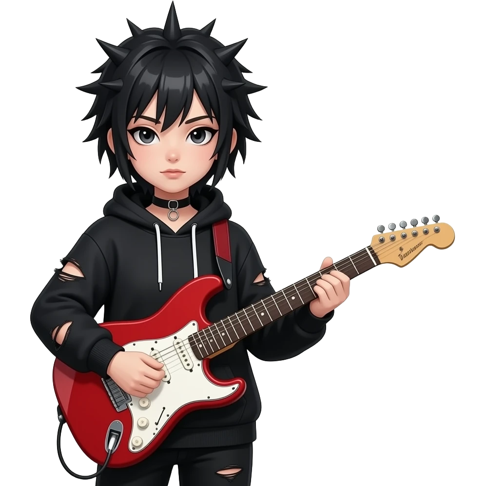 emo girl with electric guitar emoji
