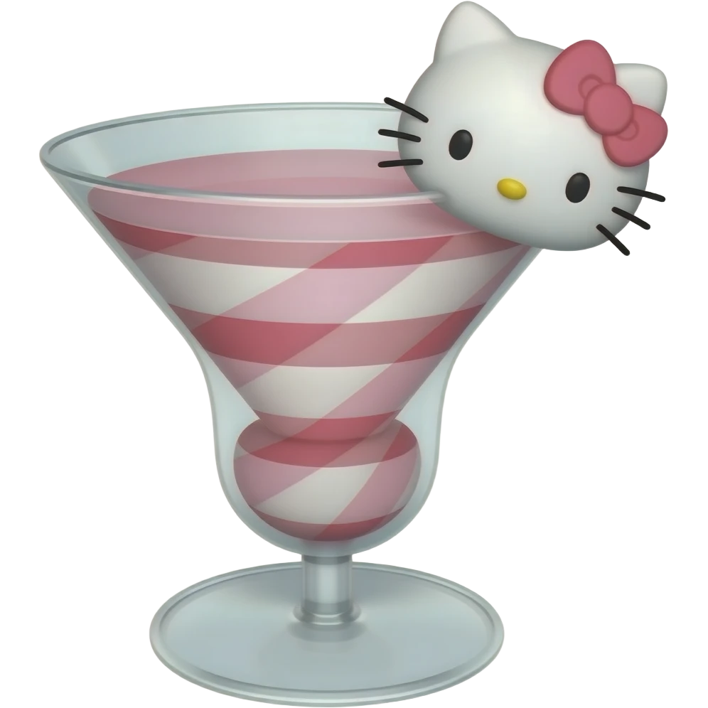 hello kitty themed cocktail with no actual hello kitty illustration in it emoji