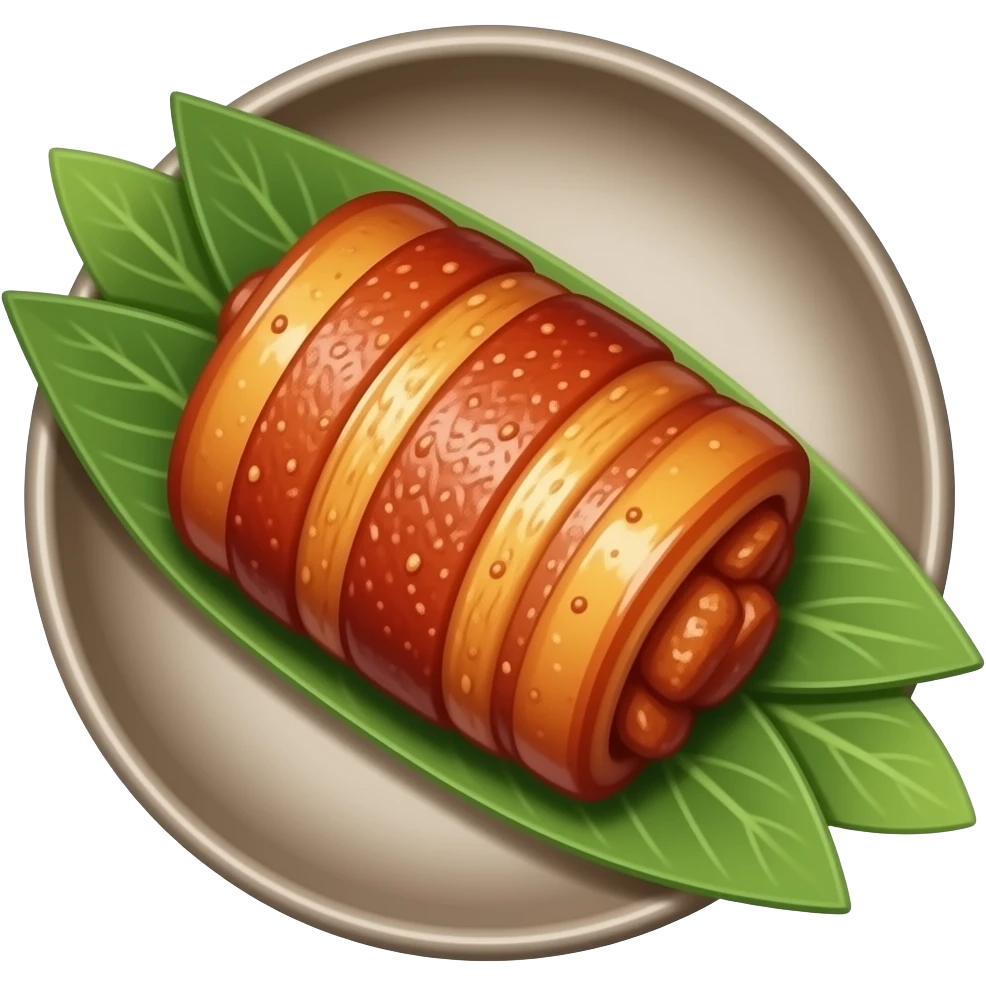 bossam the korean cooked Pork wrapping by kimchi on dish not dimsum emoji