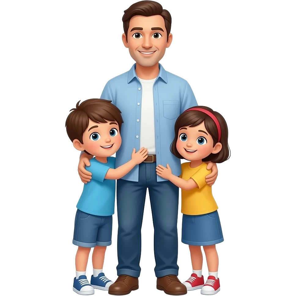 hijos abrazando a su padre todo el cuerpo emoji