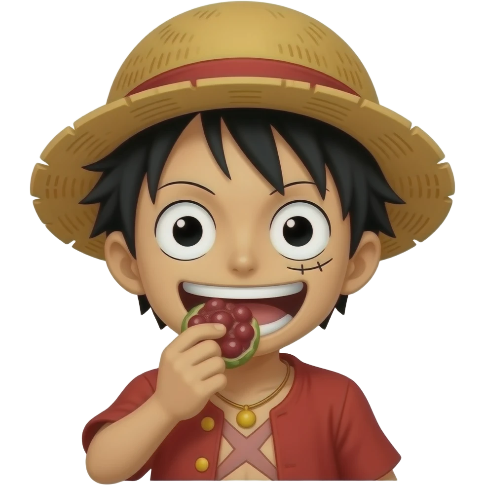Luffy eating a devil fruit emoji