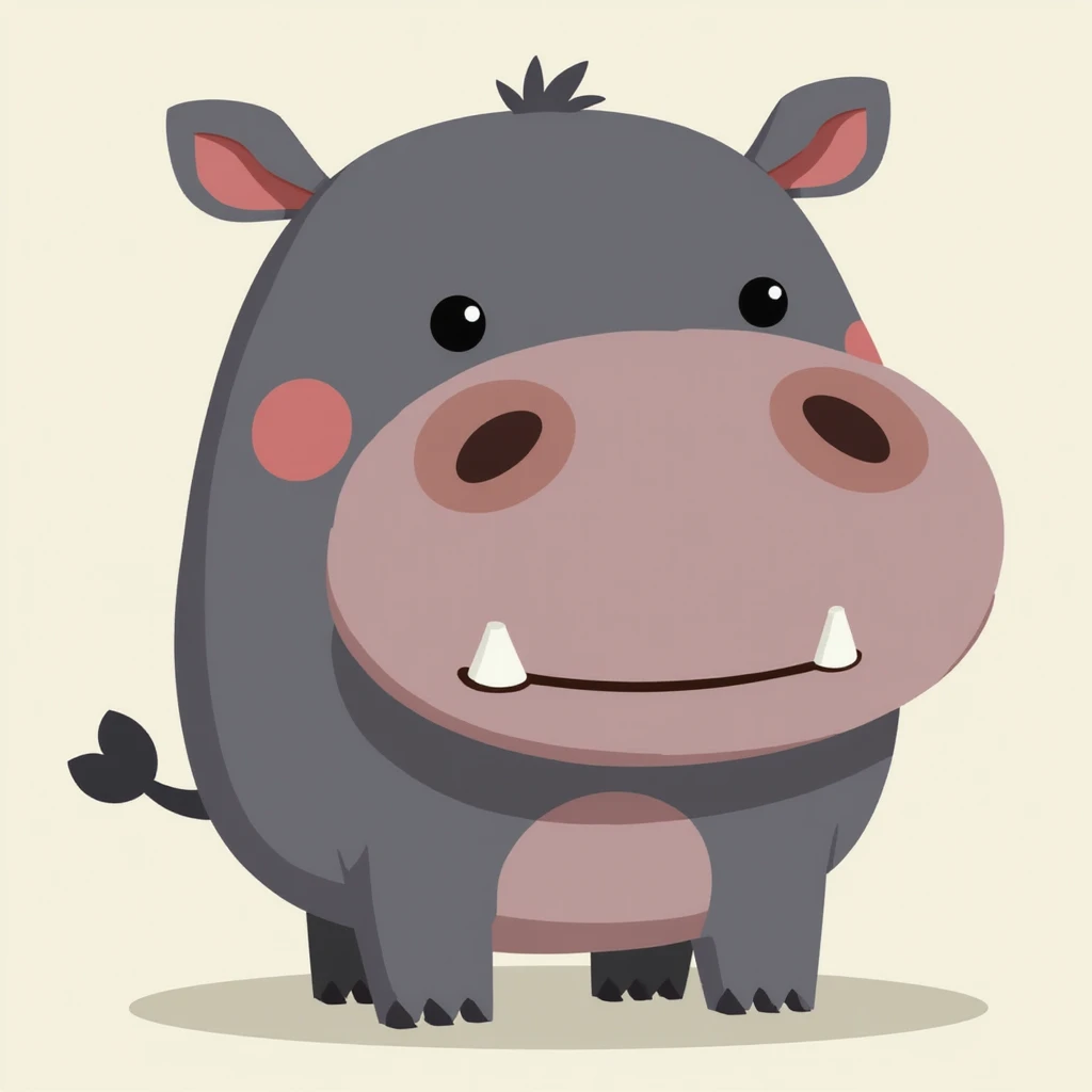 Flat design style hippo emoji