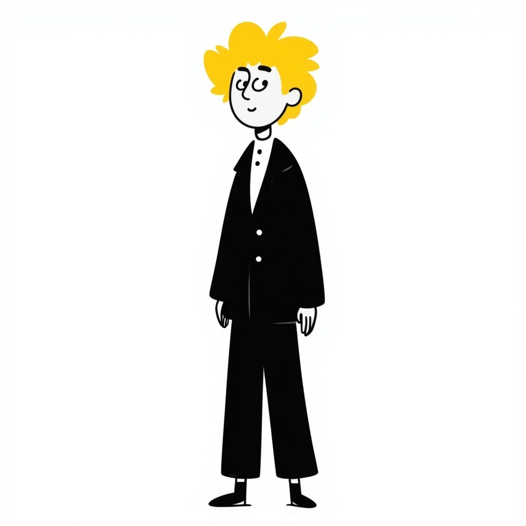 a girl with short yellow hair in a black suit emoji
