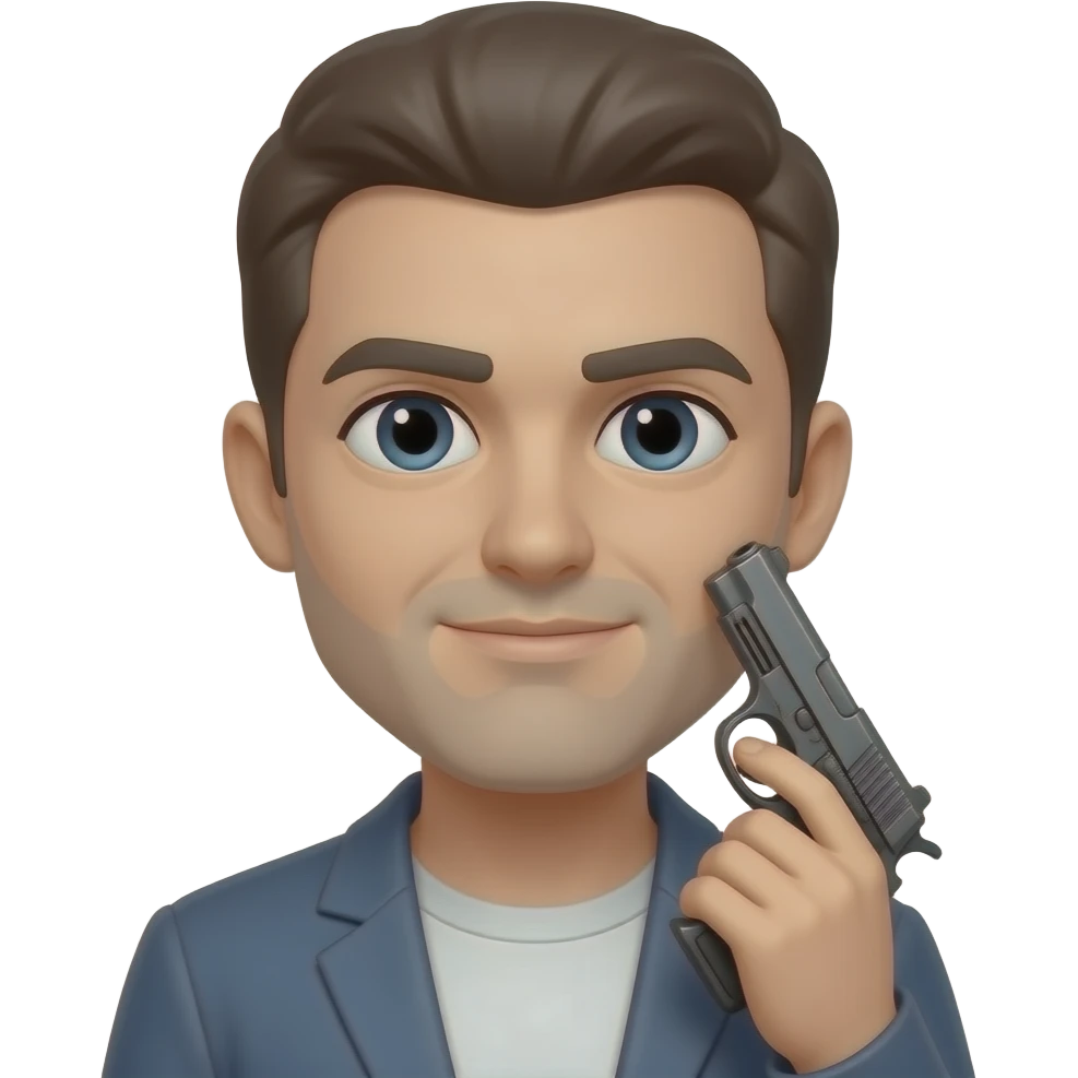Эмо с пистолетом у виска emoji