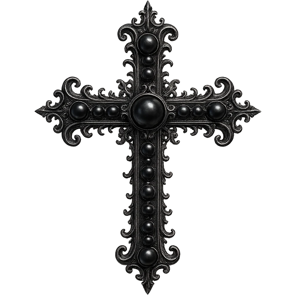 gothic style goth cross with black pearls emoji