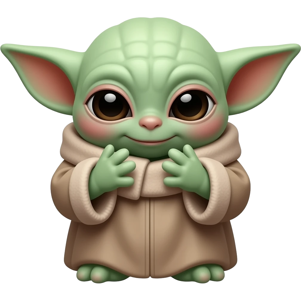 grogu head tilted down with his face in his hand emoji