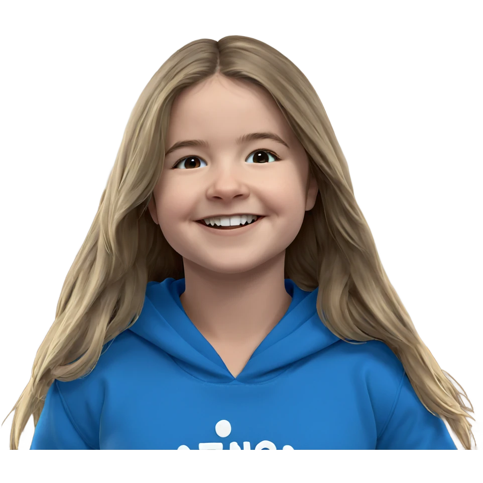 smiling girl in blue hoodie emoji