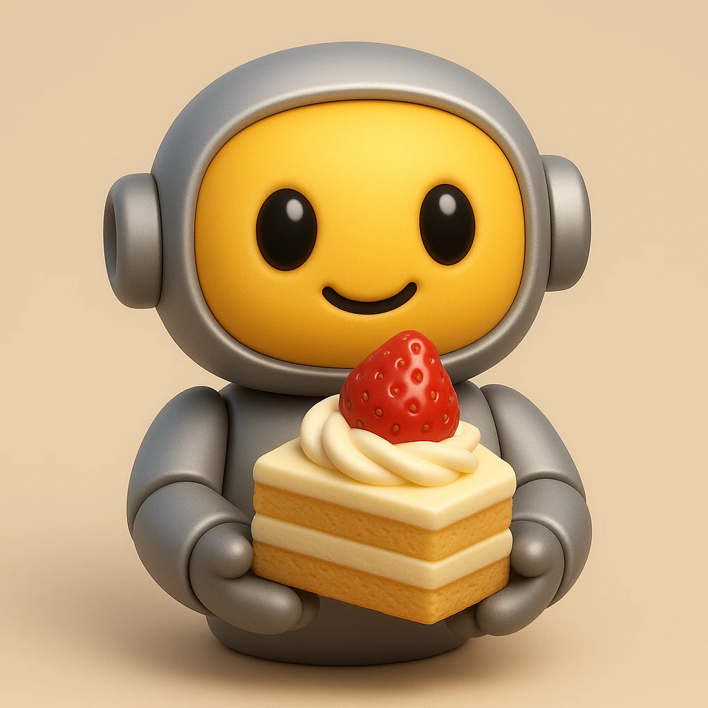 The cute robot is holding dessert in its hands, 3d emoji emoji